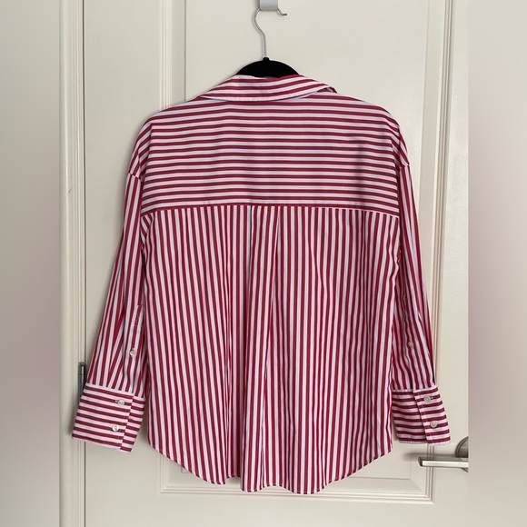 Zara Red and White Striped Oversized Button Down Shirt X-Small - Picture 2 of 10